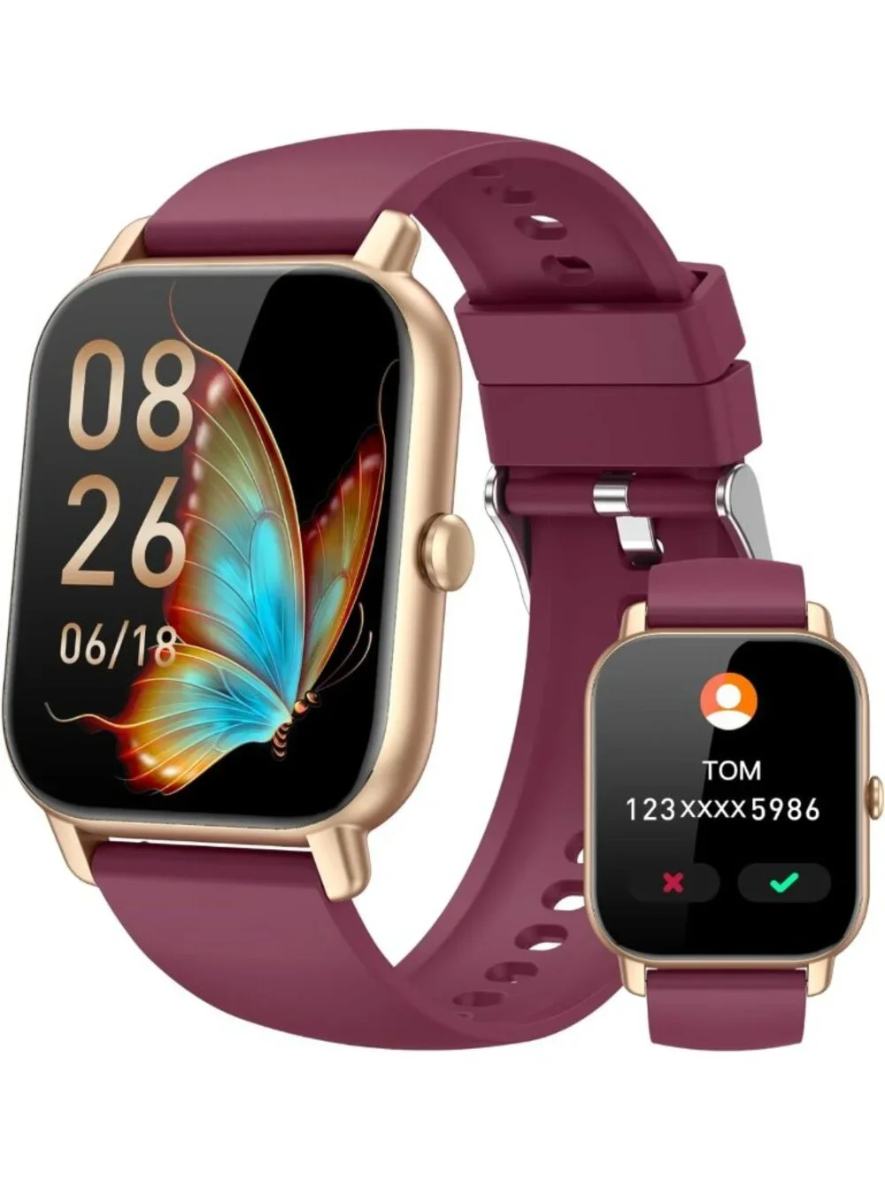 Stylish Waterproof Smart Watch for Fitness Tracking, Sleep Monitor, Compatible